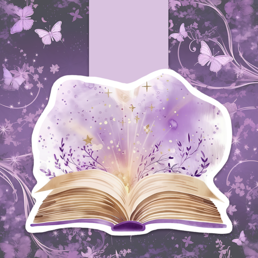 Lavender Books magnetic bookmark - $5.00 - Moon Cabin Creations