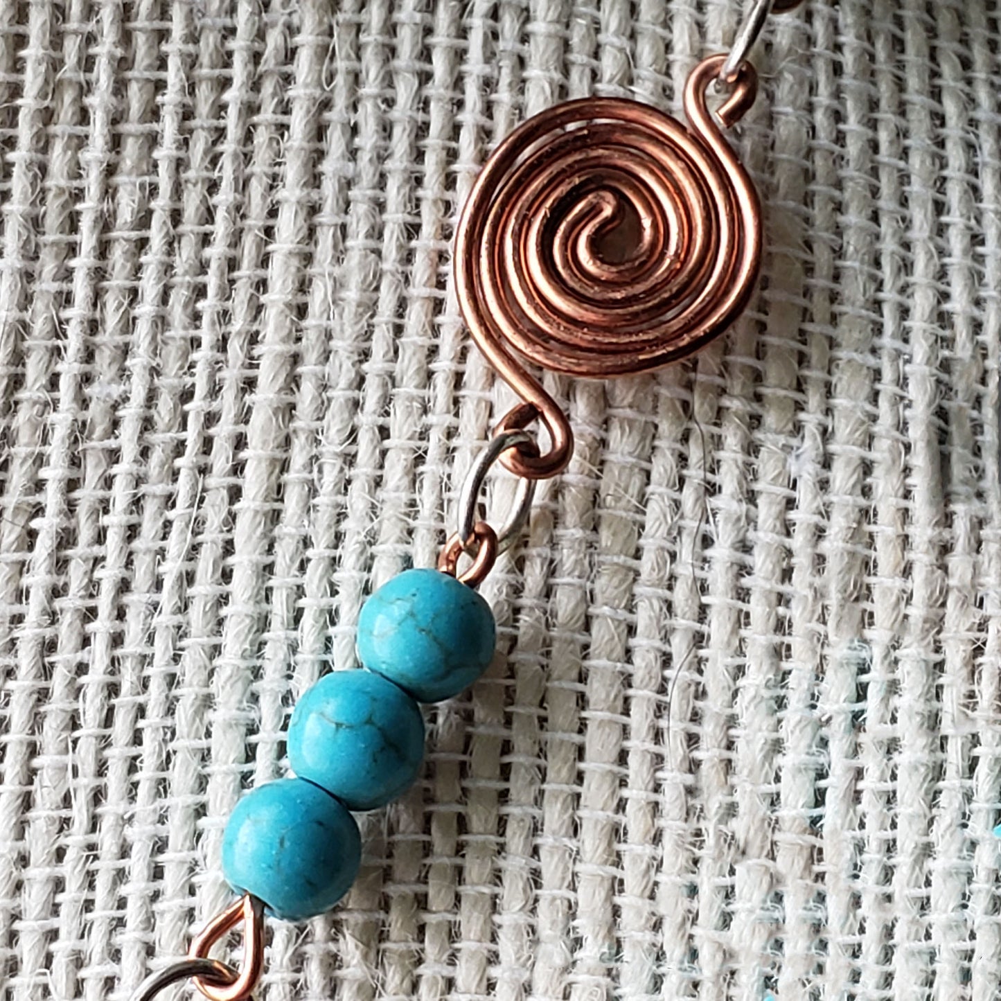 Turquoise howlite and copper statement necklace - $50.00 - Moon Cabin Creations