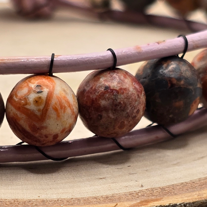 Men's leopard jasper single wrap leather bracelet - $30.00 - Moon Cabin Creations