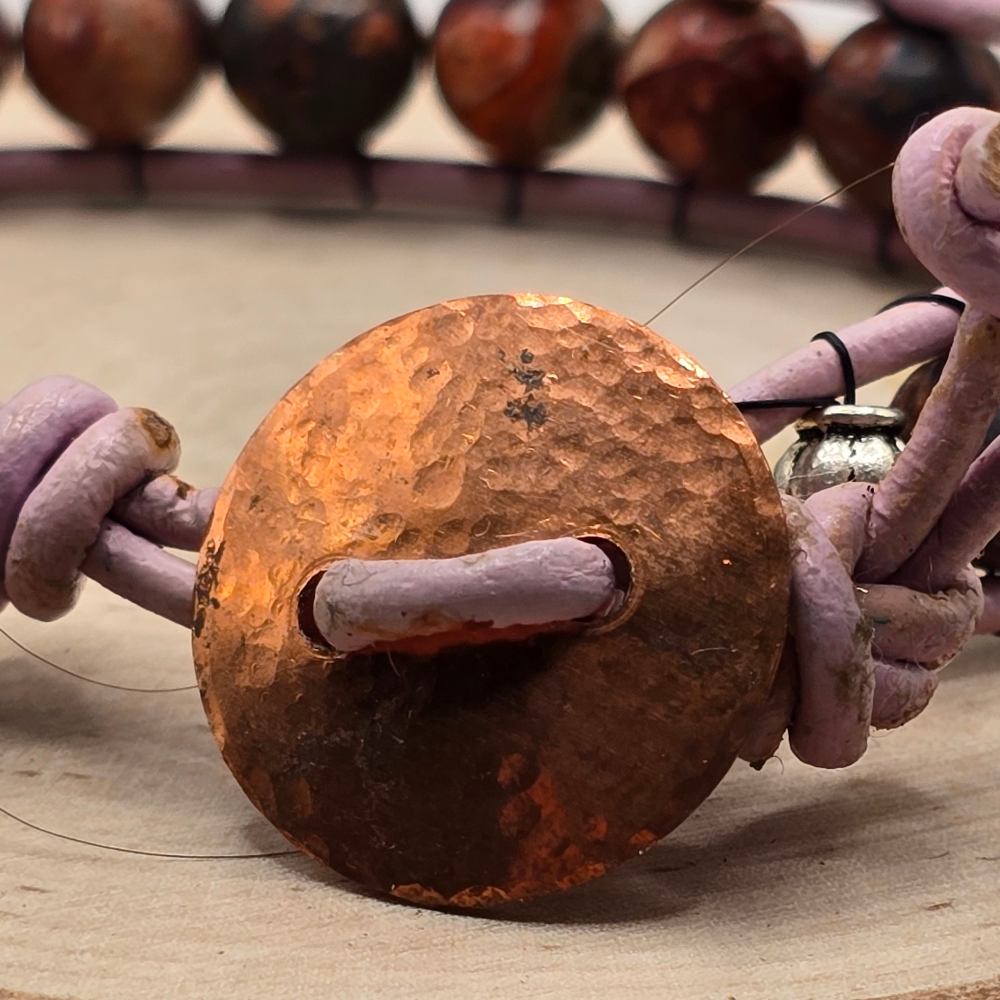 Men's leopard jasper single wrap leather bracelet - $30.00 - Moon Cabin Creations