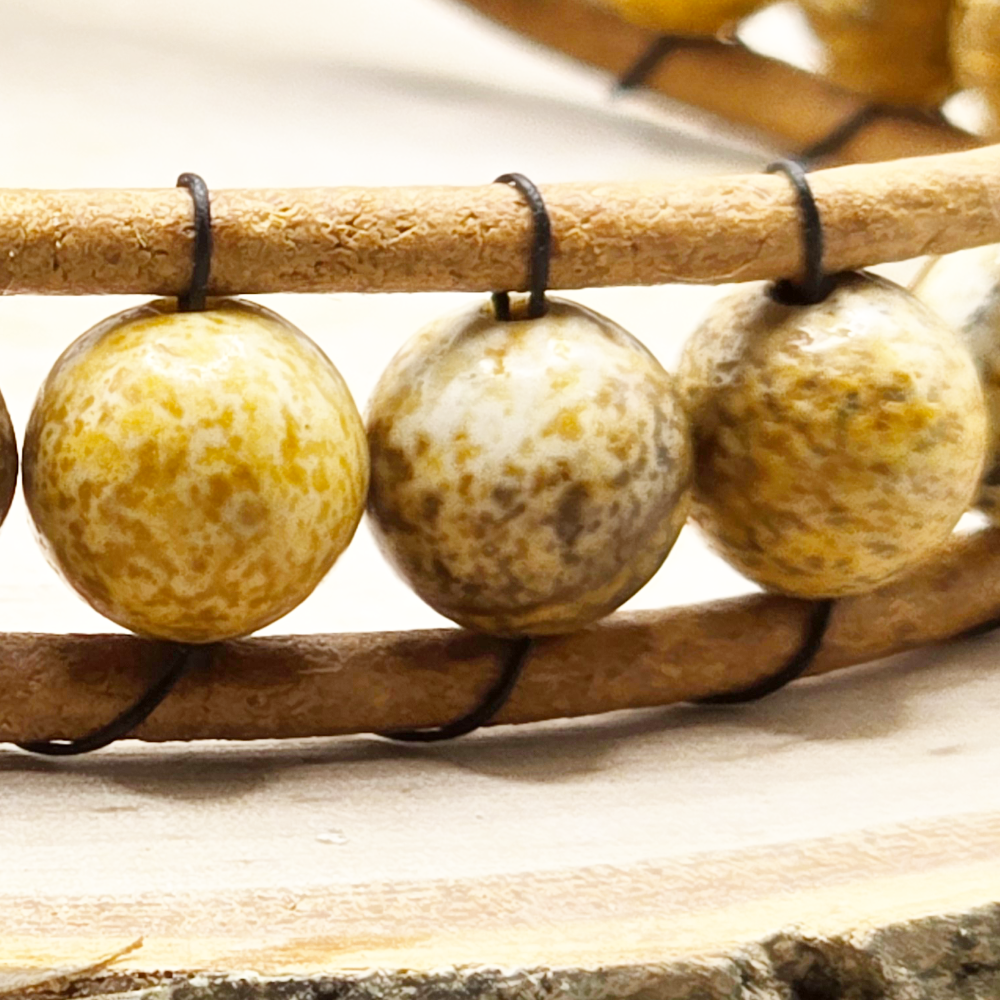 Picture jasper single wrap leather bracelet - $25.00 - Moon Cabin Creations