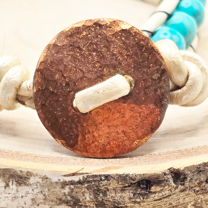 Turqouise dyed howlite single wrap leather bracelet - $25.00 - Moon Cabin Creations