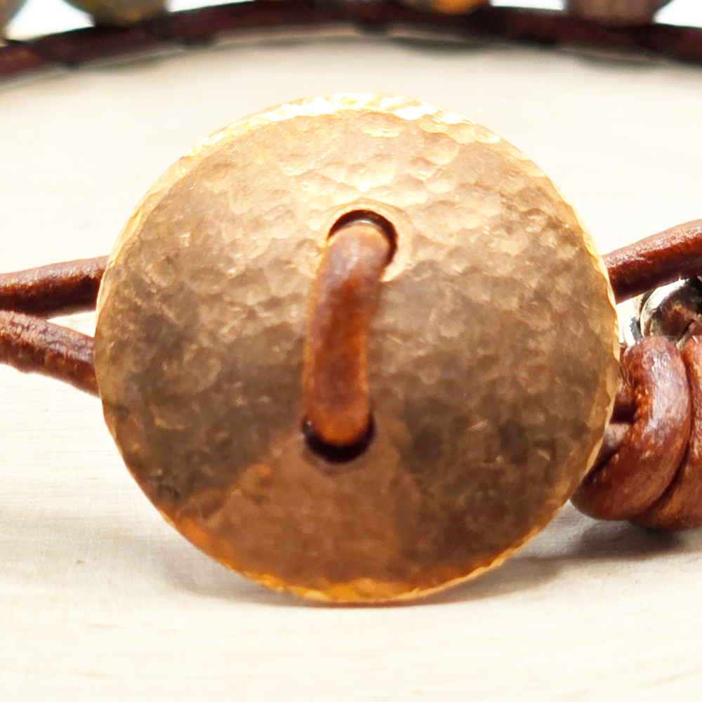 Men's leopard jasper single wrap leather bracelet - $30.00 - Moon Cabin Creations