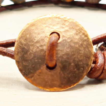 Men's leopard jasper single wrap leather bracelet - $30.00 - Moon Cabin Creations