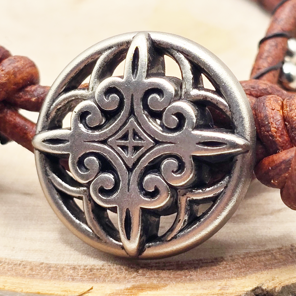 Picture jasper single wrap leather bracelet - $25.00 - Moon Cabin Creations