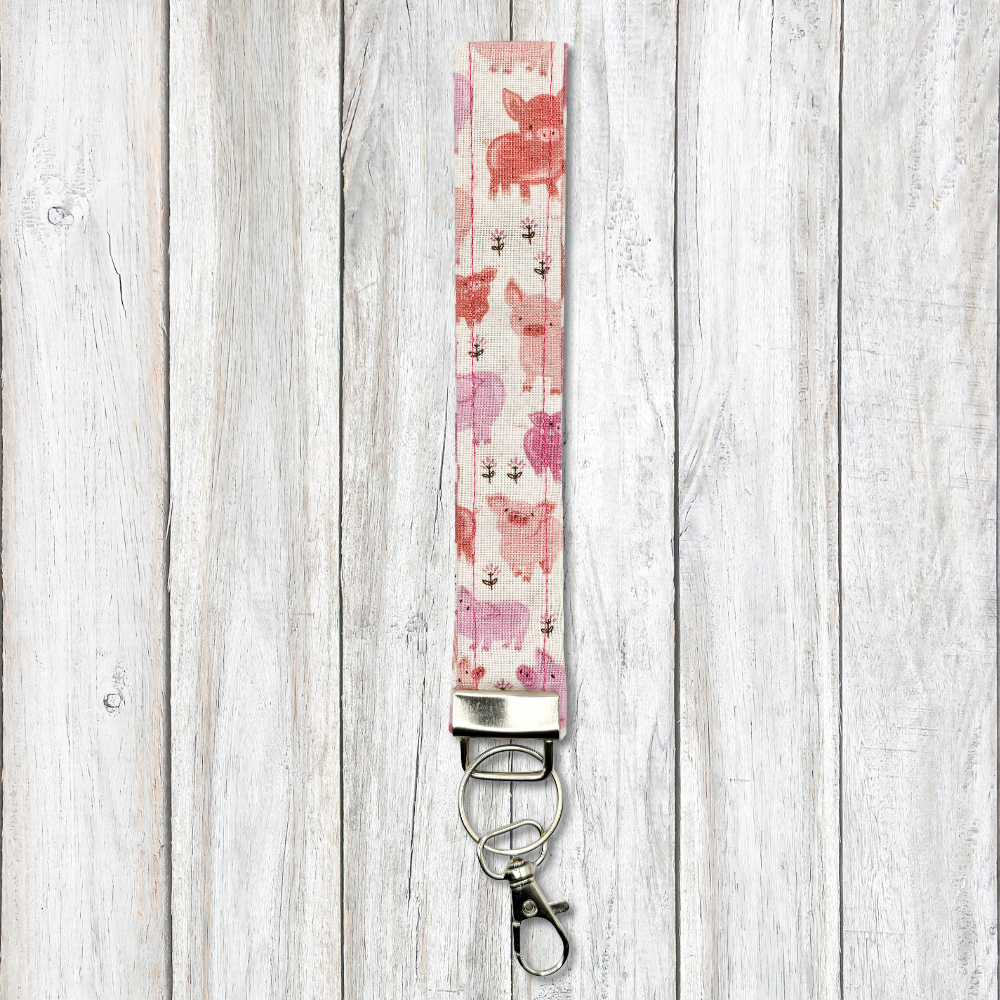 Pink piggies keyfob wristlet