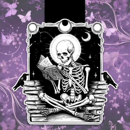 Reading Skeleton magnetic bookmark - $5.00 - Moon Cabin Creations