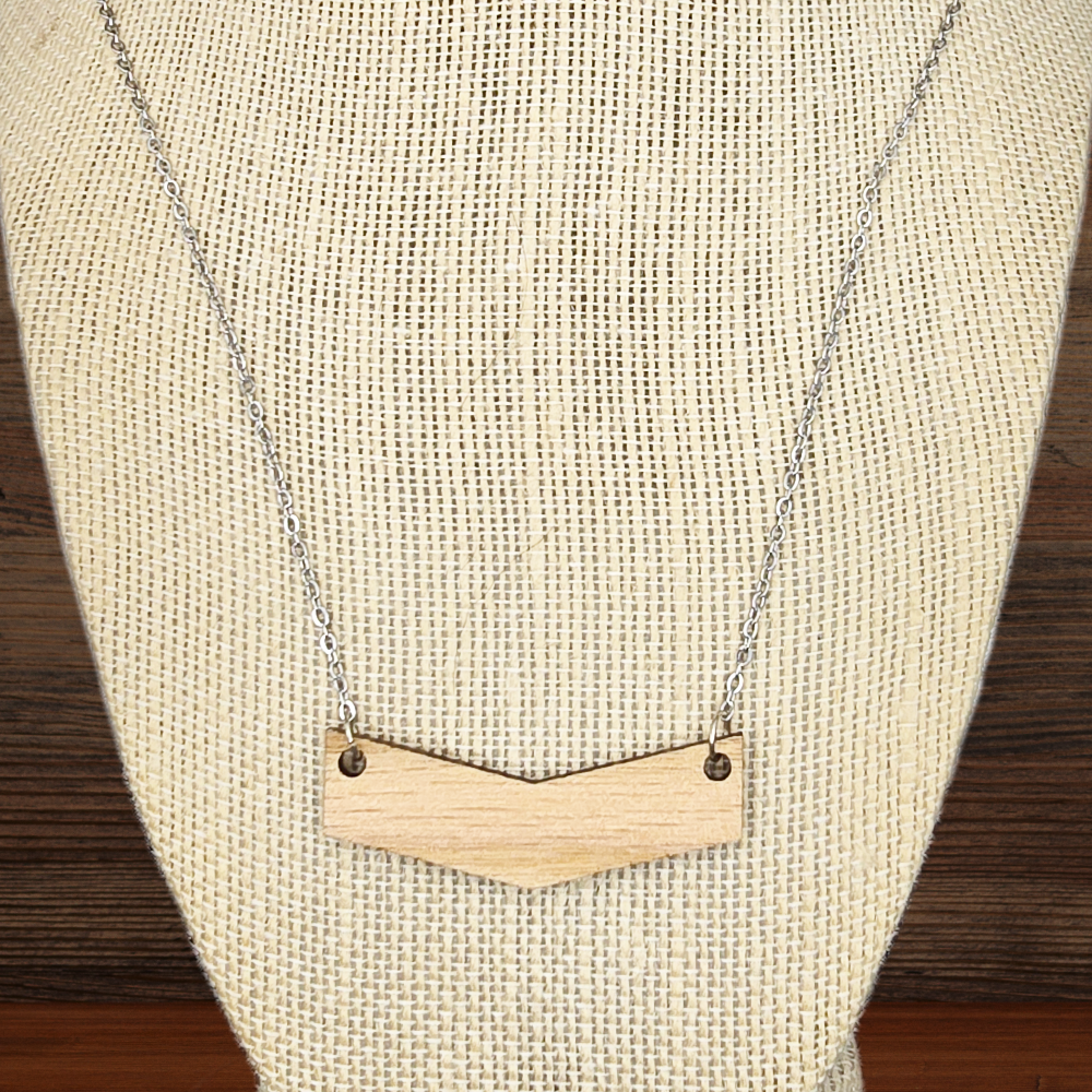 Maple hardwood single chevron necklace