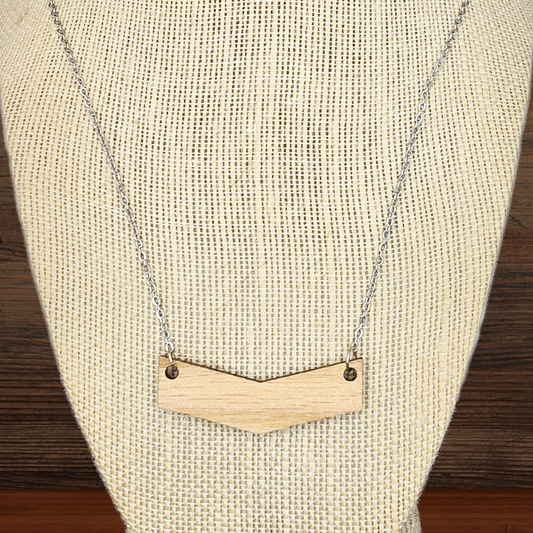Maple hardwood single chevron necklace