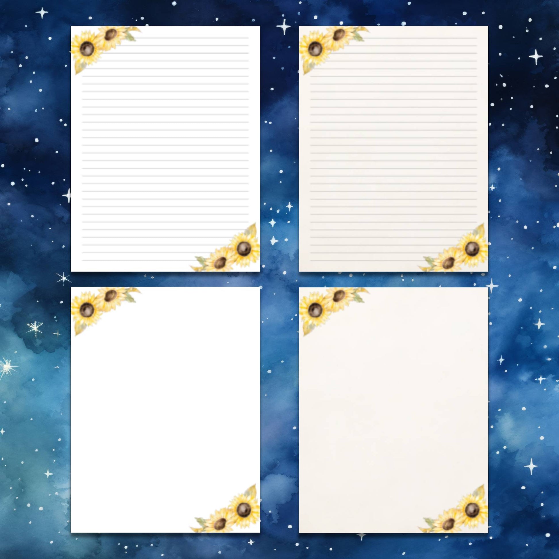 Sunflower Stationery Printable - $1.99 - Moon Cabin Creations