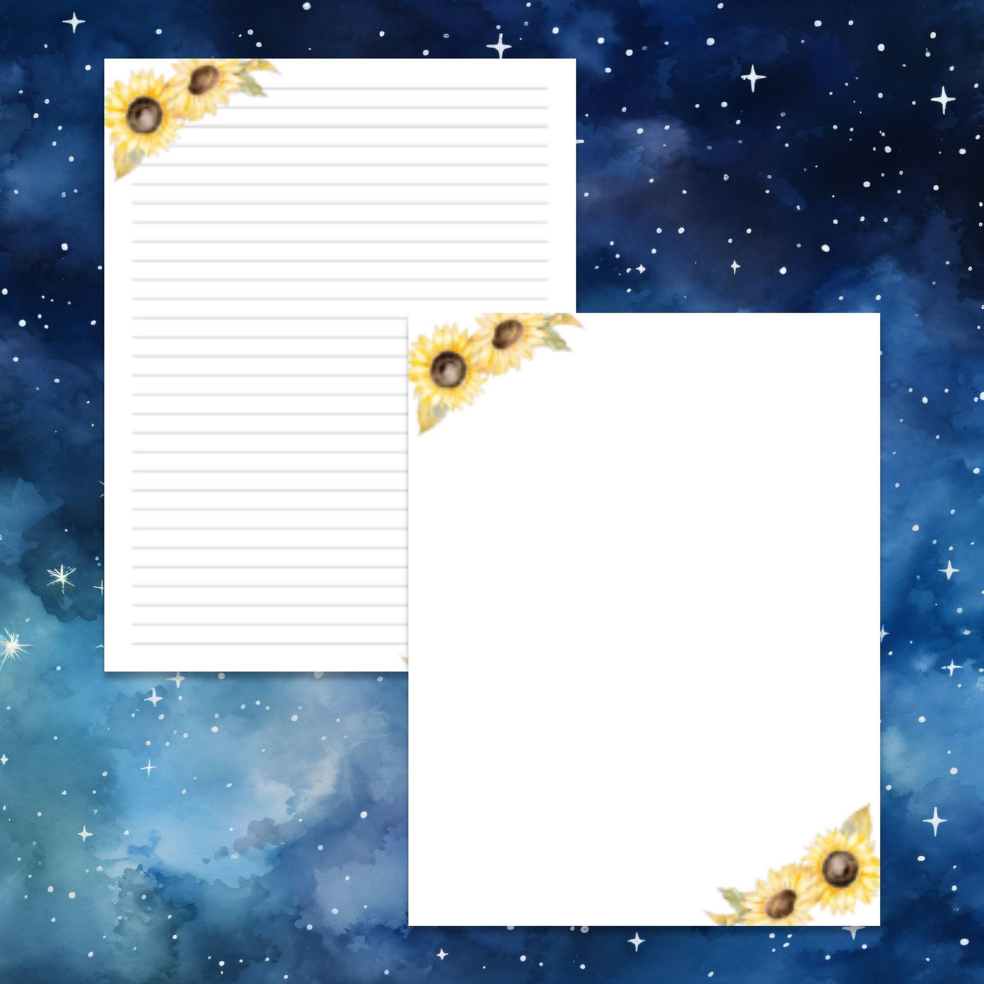 Sunflower Stationery Printable - $1.99 - Moon Cabin Creations