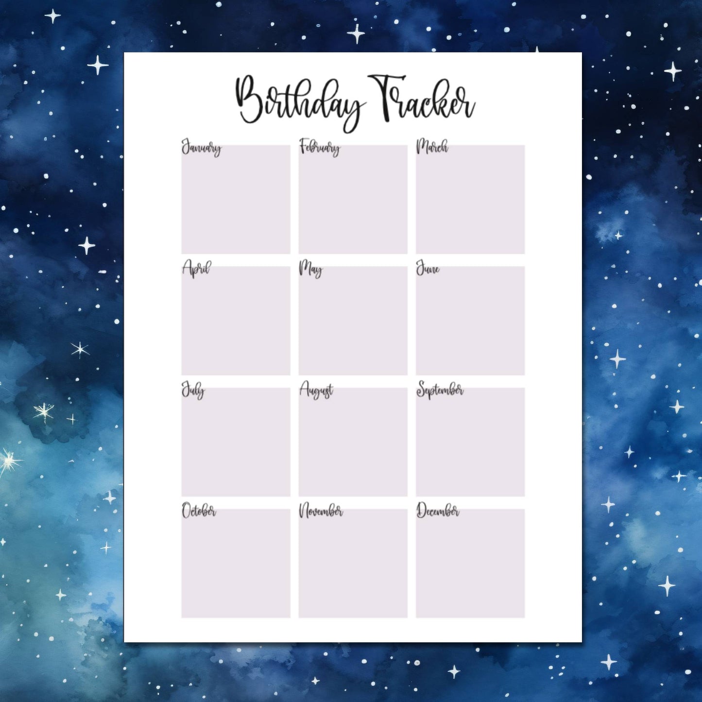 Birthday Tracker Printable - $0.99 - Moon Cabin Creations